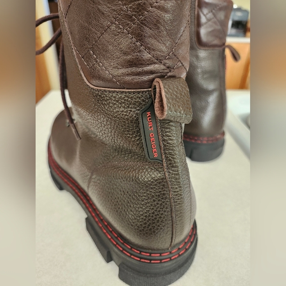 Mens Kurt Geiger Brown Leather Hiking Dress Casual Boots Size 12 / EU 46 - Picture 12 of 14